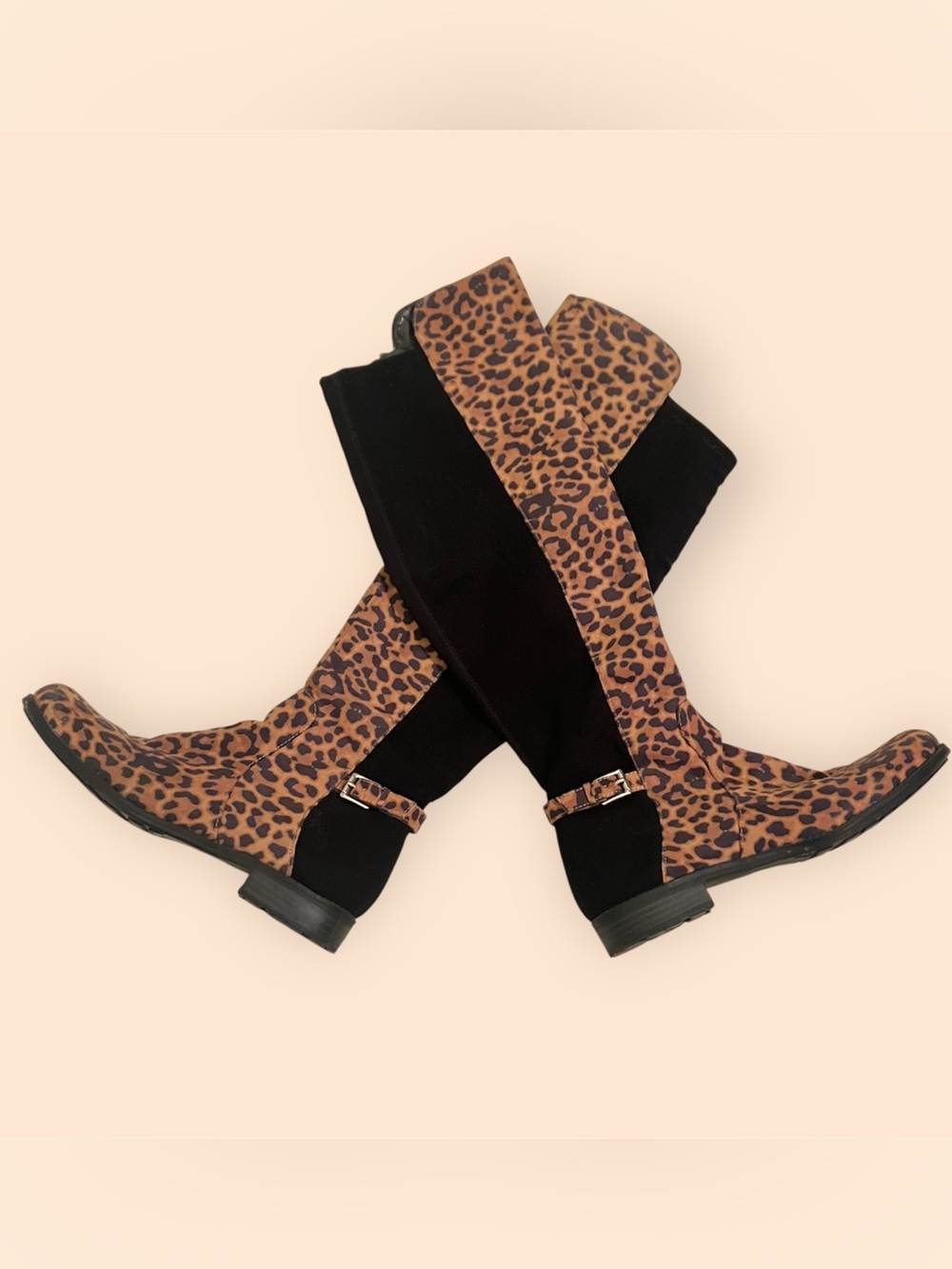 Y2K Vintage Liz Claiborne Leopard Print Knee High Boots